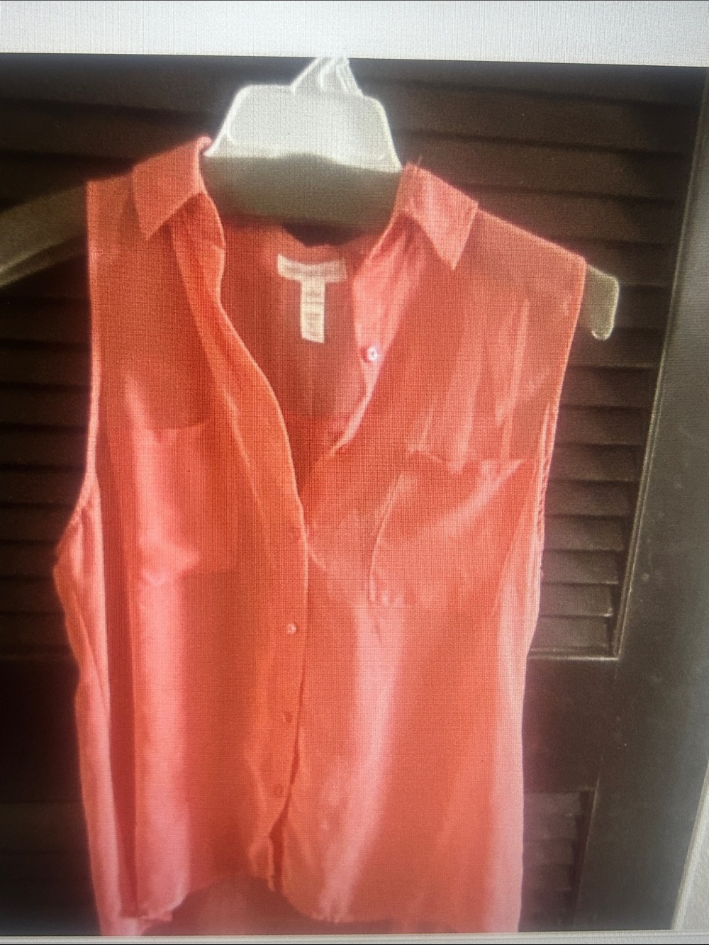 Ambiance Coral Button-Front Sleeveless Shirt